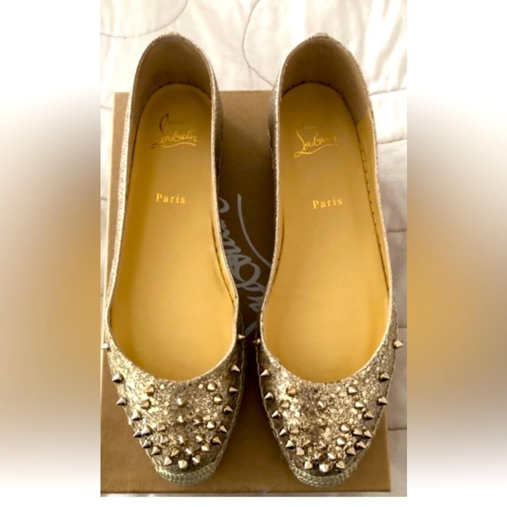 COPY - Aliochette spiked  glittter flats- Christian Louboutin